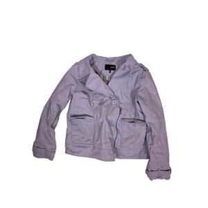 Hurley Light Blue Distressed Skate Jacket Womens Small Biker Y2K Zip Flannel